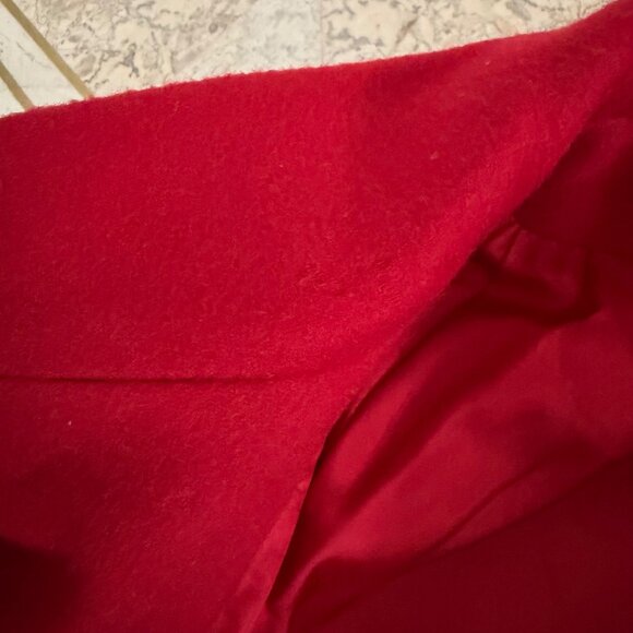 Vintage Morton Bernard Harve Women's Red Wool Trench Coat Black Size 4P FLAWS - Picture 11 of 12